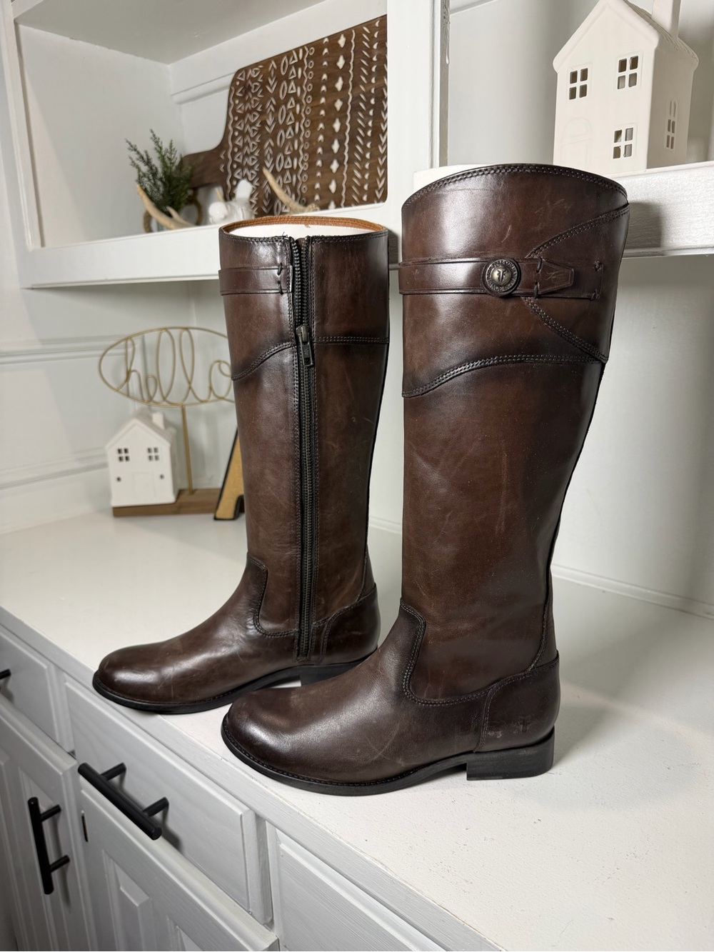 Frye Women’s 6.5B Brown Leather Tall Riding Boots Knee High Equestrian Zip